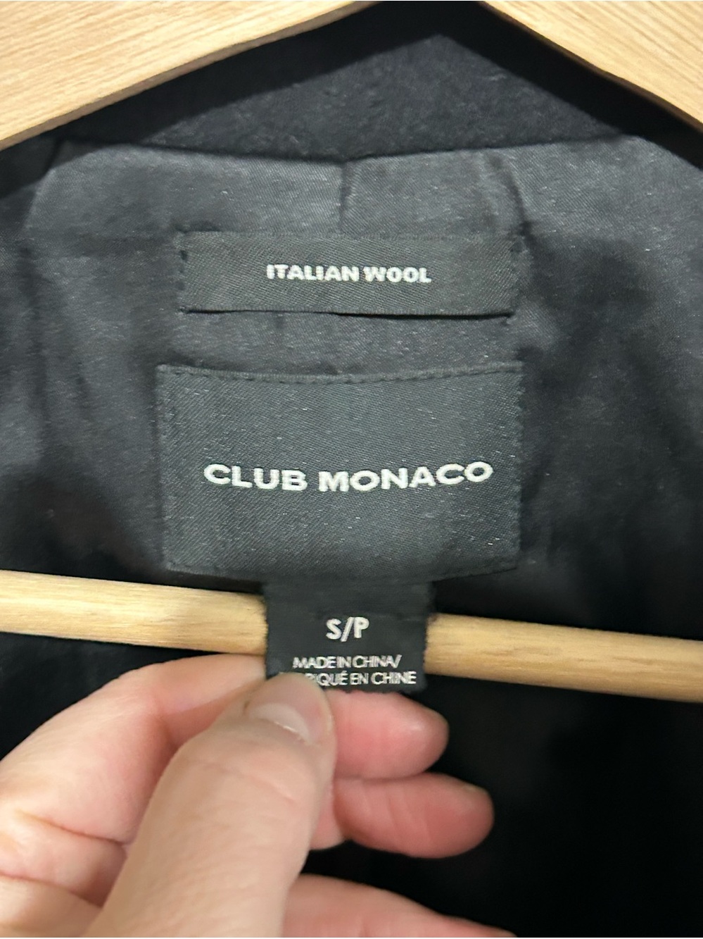 Italian Wool Quilted Lamb Leather Coat Small Black - Club Monaco - Picture 10 of 14